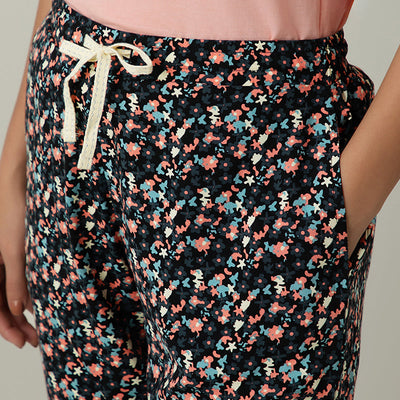 Full Length Pyjama Bottom - Black Beauty Floral Print