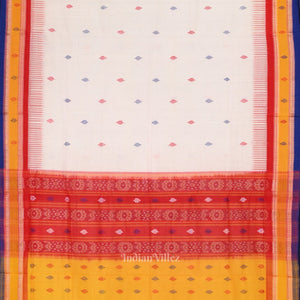 White Odisha Ikat Kathiphera Cotton Saree