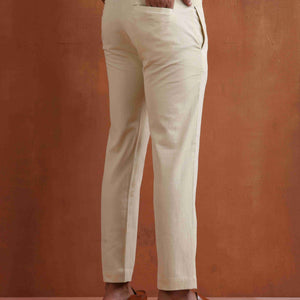trueBrowns Men's Off White Cotton Twill Pants