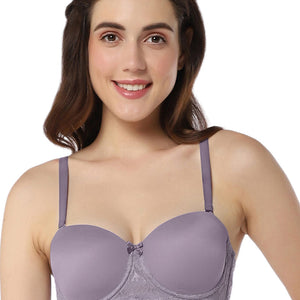 Elegance Padded Wired Multiway Balconette Bra  - Gray Ridge