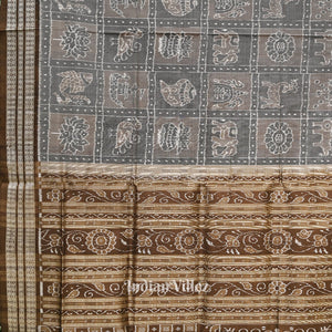 Moss Green Designer Odisha Ikat Sambalpuri Silk Saree