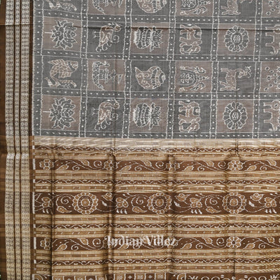 Moss Green Designer Odisha Ikat Sambalpuri Silk Saree