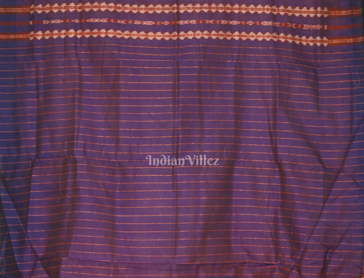 Orange Blue Phoda Kumbha Sambalpuri Cotton Tissue Saree