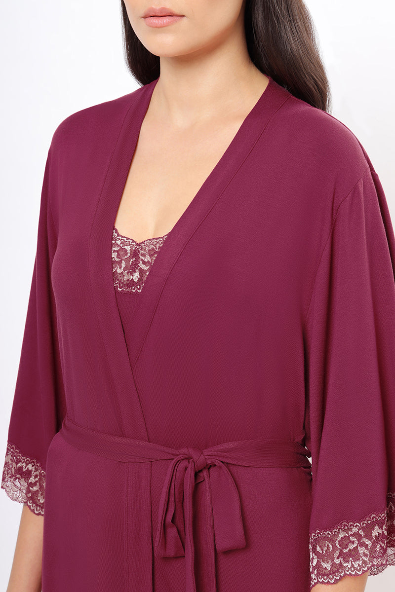 Lace Touch Sleep Robe - Anemone