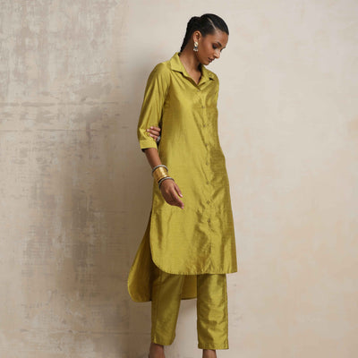 trueBrowns Green Shirt Kurta Set
