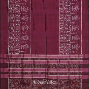 Wine Color Tribal Theme Sambalpuri Silk Saree