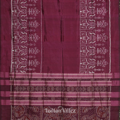 Wine Color Tribal Theme Sambalpuri Silk Saree