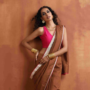 trueBrowns Brown Silk Ready To Wear Saree