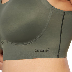 Skins Support Solid Non Padded Non-Wired Scoop Neck Cami Bra - Slate Green
