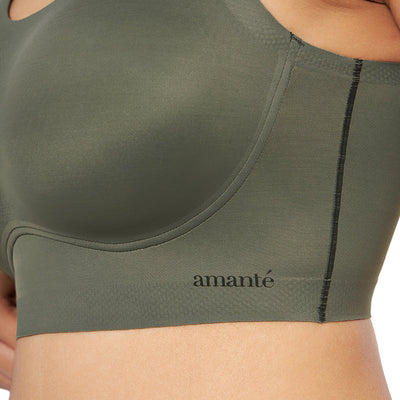 Skins Support Solid Non Padded Non-Wired Scoop Neck Cami Bra - Slate Green