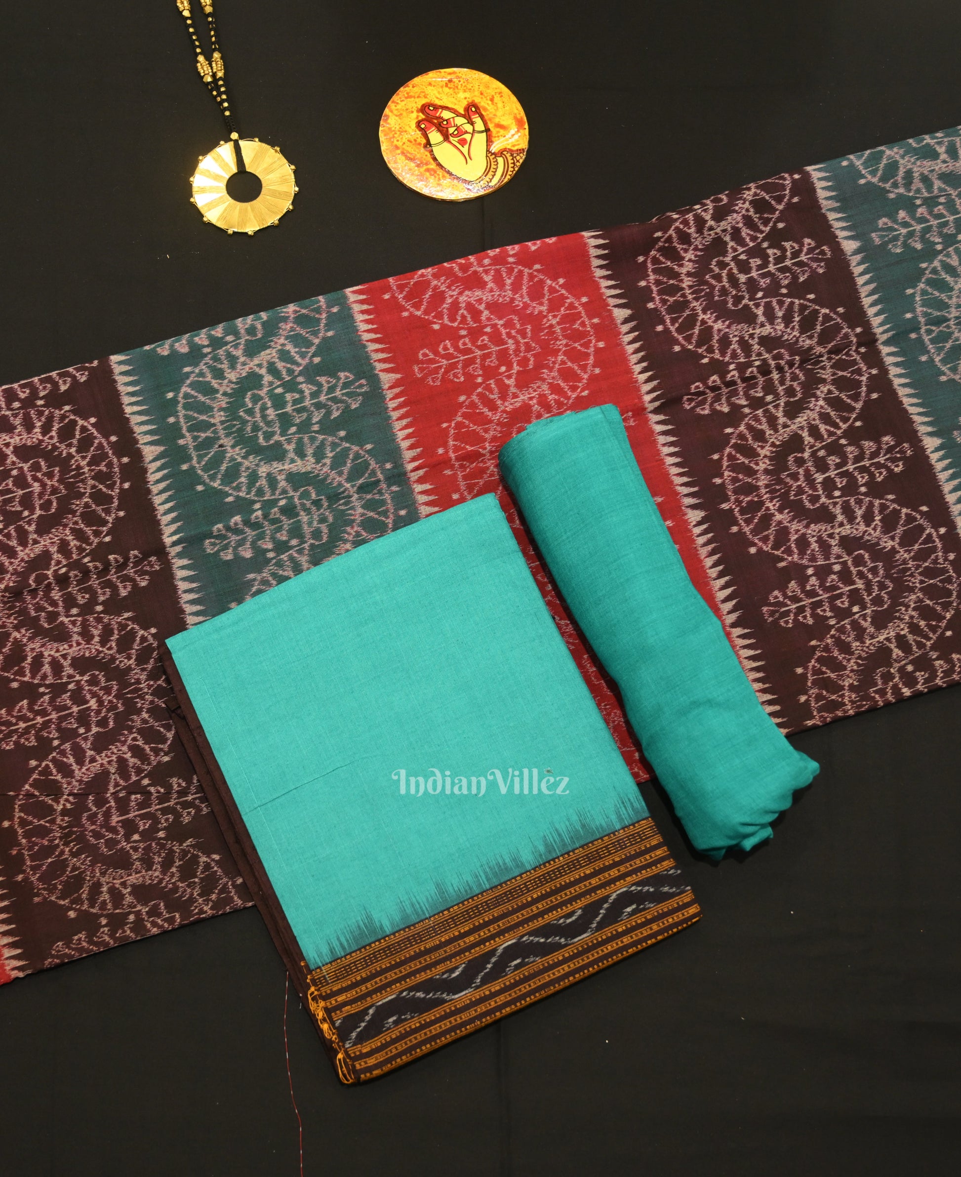 Multi Color  Odisha Ikat Sambalpuri Dress Set & Dupatta
