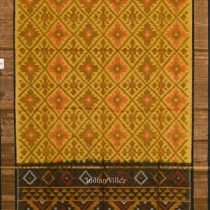 Yellow Black Pochampally Ikat Sico (Silk & Cotton) Saree with Zari Border