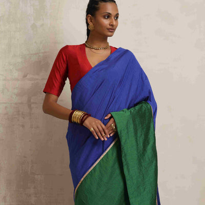 trueBrowns Blue Silk Ready To Wear Saree