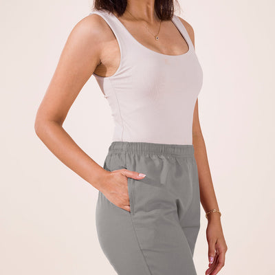 Women Solid Ebony Grey Cotton Pencil Pant