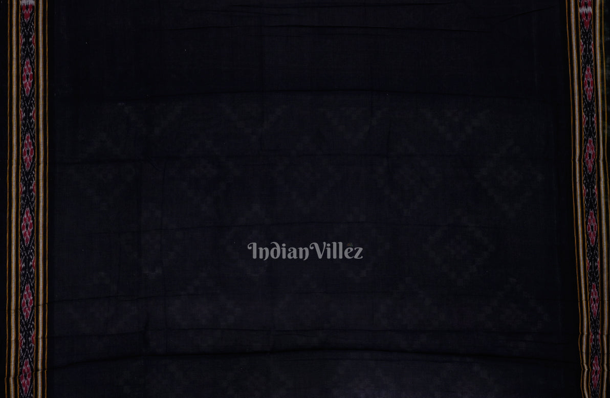 Faded Black Pasapali Theme Odisha Ikat Sambalpuri Pure Cotton Saree