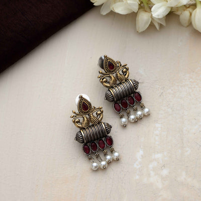 trueBrowns Silver Gold Tone Stud Earrings