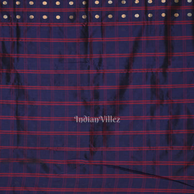 Indigo Blue Designer Ravi Verma Painting  Katan Banarasi Silk Saree