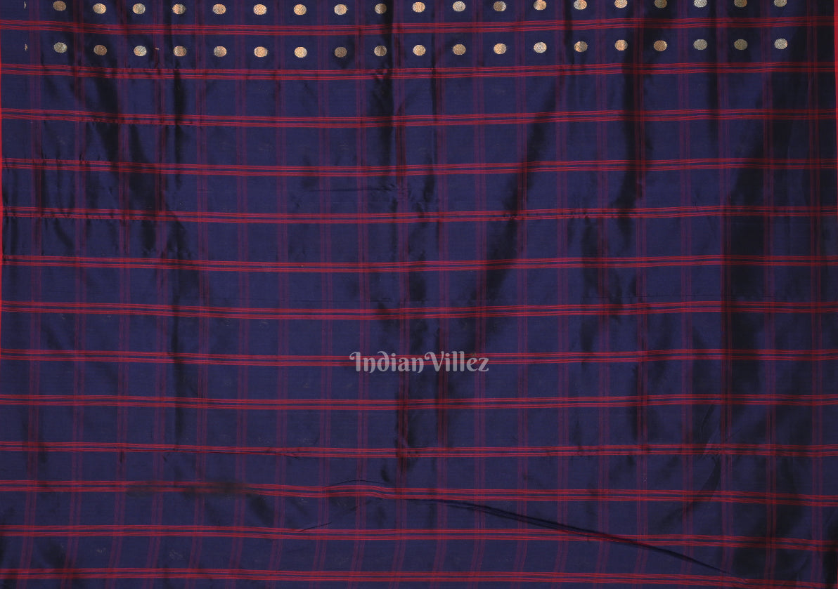 Indigo Blue Designer Ravi Verma Painting  Katan Banarasi Silk Saree