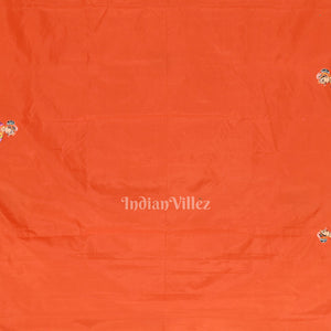 Deep Orange Radha Krishna Boita Hand-Painted Pattachitra Saree