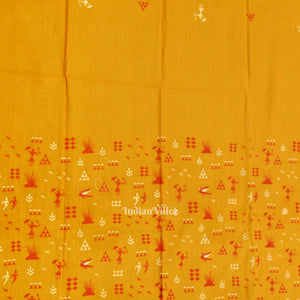 Yellow Red Tribal Design  Sambalpuri Cotton Dress set with Dupatta