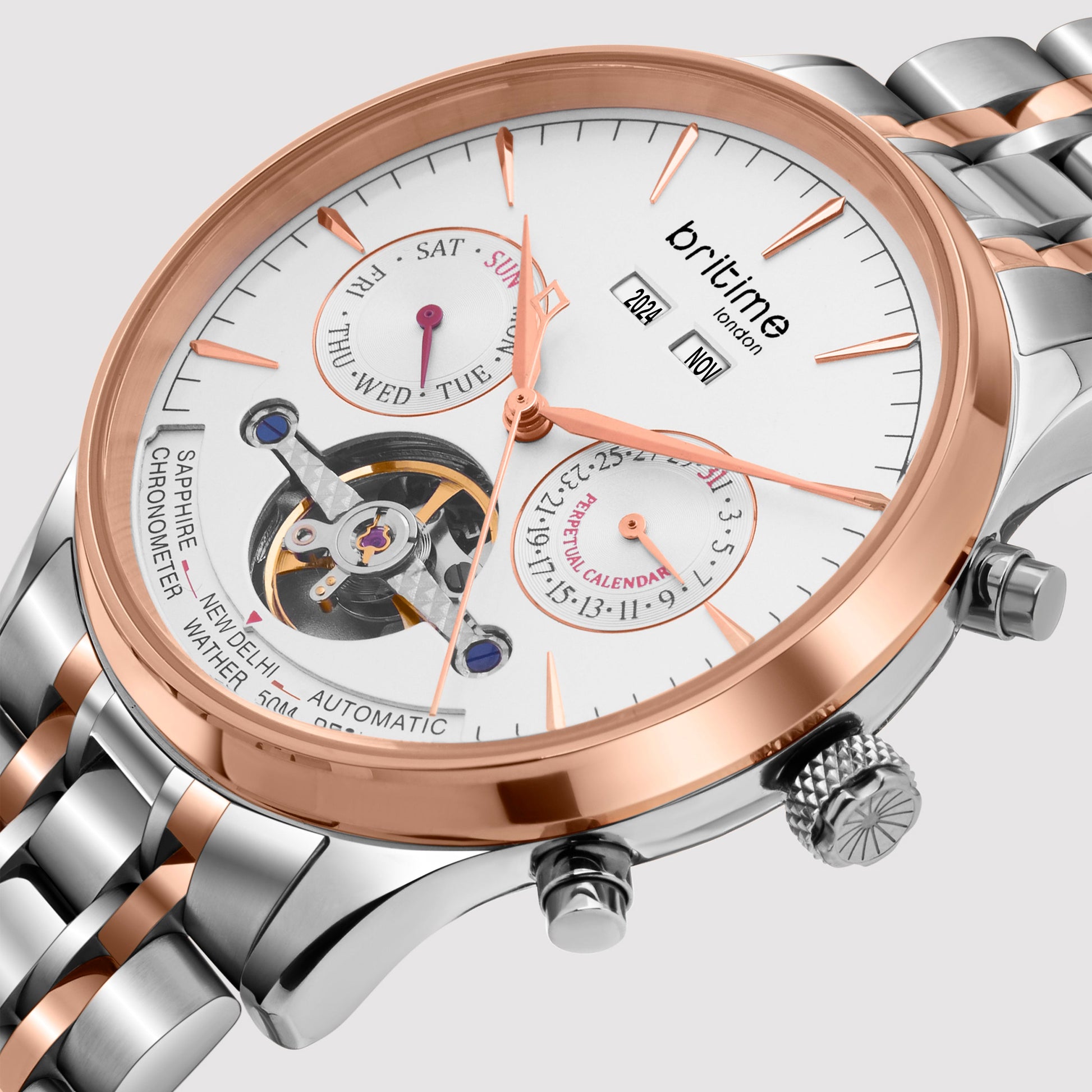 Celestial Men Automatic Silver Dial Chronograph Metal Watch 867-M30305