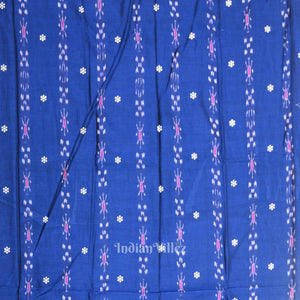 Blue Baby Pink Flower Buti Odisha Ikat  Sambalpuri Dress Set & Dupatta