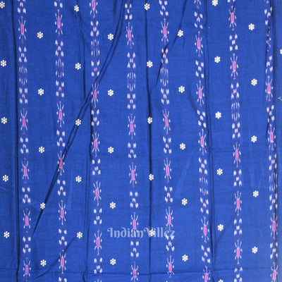 Blue Baby Pink Flower Buti Odisha Ikat  Sambalpuri Dress Set & Dupatta