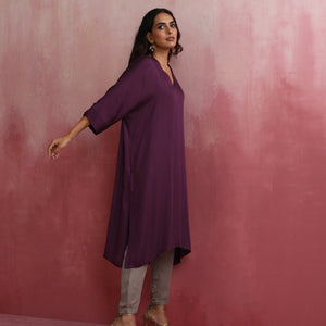 trueBrowns Purple Modal Kimono Kurta Set