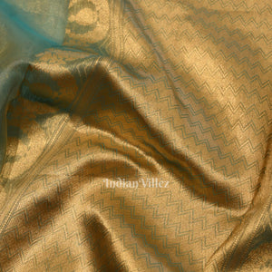 Aqua Blue Pure Kora Banarasi Tissue Saree