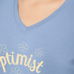 V-Neck Sleep Tee - Brunnera Blue