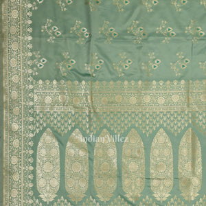 Pastel Green Soft Pure Mashru Satin Silk Banarasi Saree