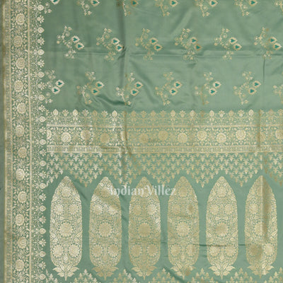 Pastel Green Soft Pure Mashru Satin Silk Banarasi Saree