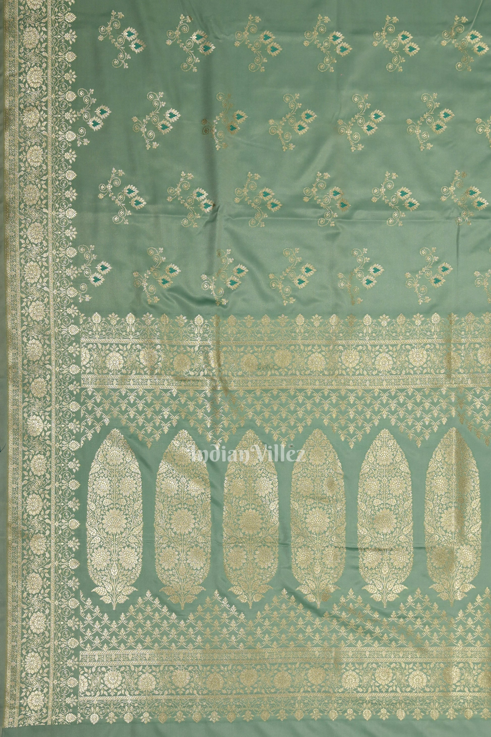 Pastel Green Soft Pure Mashru Satin Silk Banarasi Saree