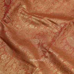 Peach Pure Kanjivaram Tissue Silk Saree