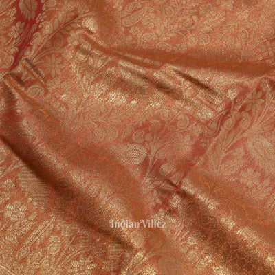 Peach Pure Kanjivaram Tissue Silk Saree