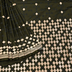 Teal Green Soft Pure Mashru Satin Silk Banarasi Saree