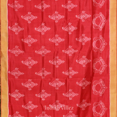 Red Mustard Yellow Sankha Contemporary Silk Saree