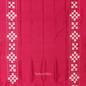 Rani Pink White Odisha Ikat Border Pasapali Sambalpuri Silk Saree
