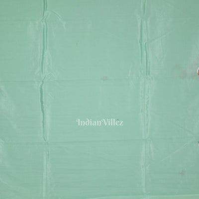 Light Blue Radha Krishna Theme Hand-Painted Pattachitra Saree