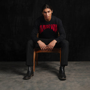 ALMOST GODS | GOTHIC LOGO KNITTED SWEATER { BLACK