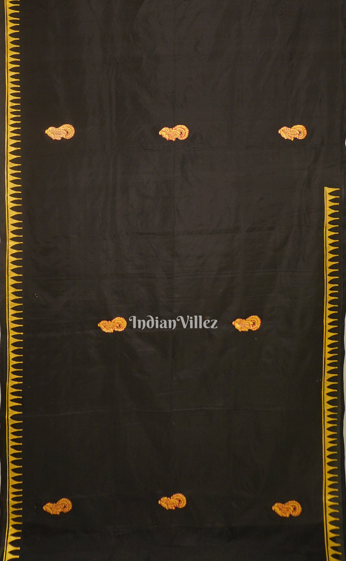 Black Nartaki Mudra Theme Hand-Painted Pattachitra Saree