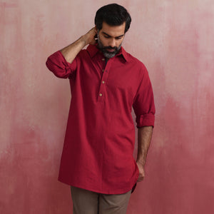 trueBrowns Men's Maroon Kurta