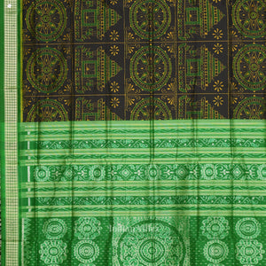 Black Green Konark Theme Sambalpuri Silk Saree