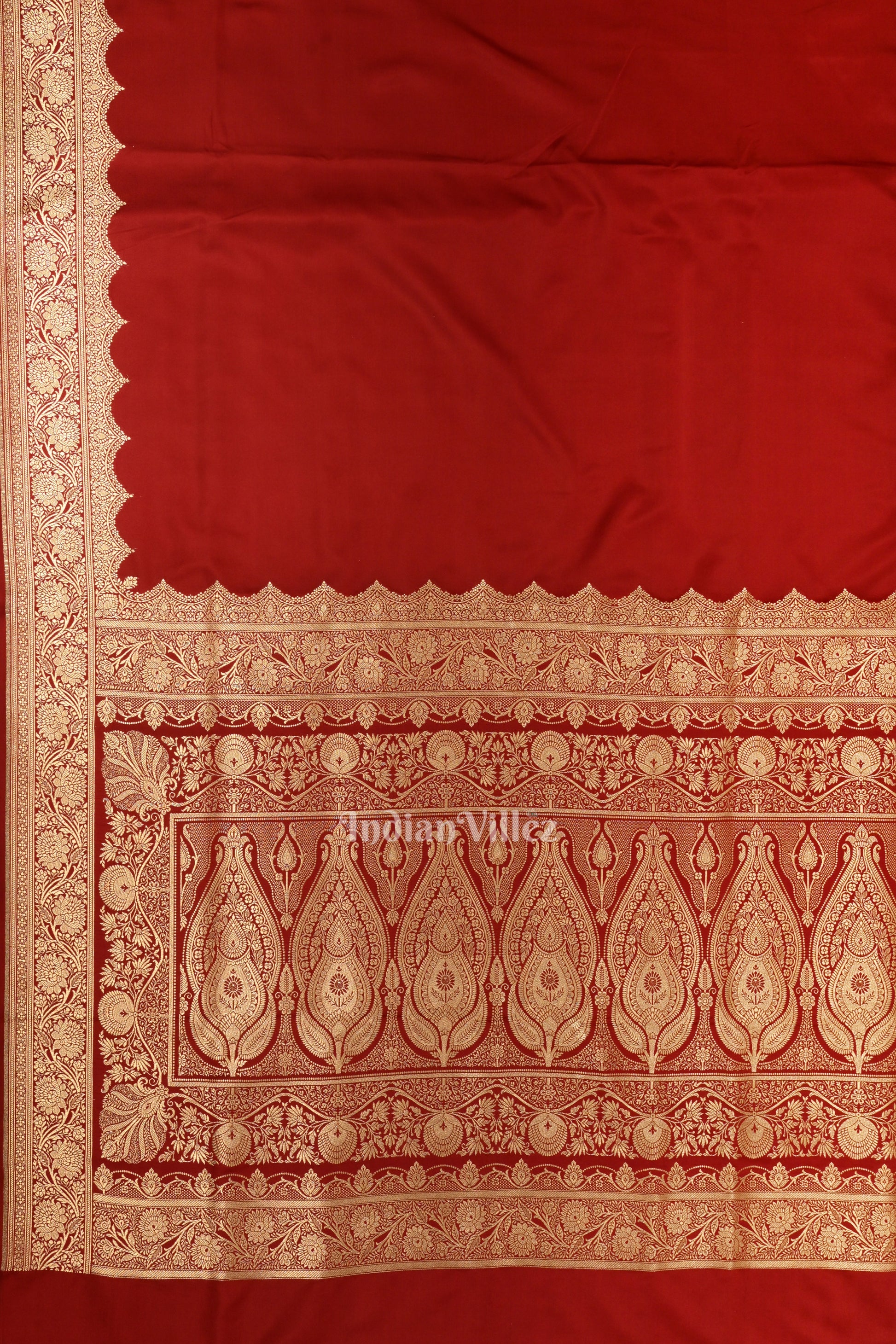 Maroon Red Soft Pure Mashru Satin Silk Banarasi Saree