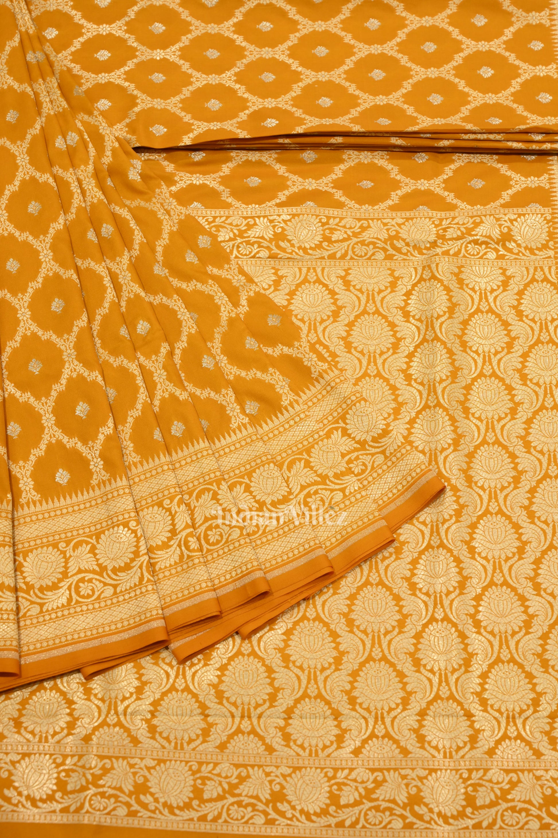 Exclusive Mustard Yellow Soft Pure Mashru Satin Silk Banarasi Saree