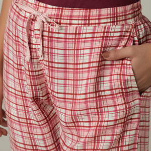 Full Length Pyjama Bottom - Blush Rose Check Print
