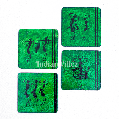 Saura Art Themed Hand Painted Tray with Coasters