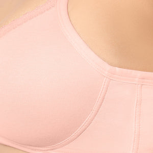 Cotton Casual Lightly Padded Non-Wired Full Coverage T-Shirt Bra - Impatiens Pink