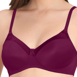 Satin Edge Padded Non-wired T-shirt Bra - Plum Caspia