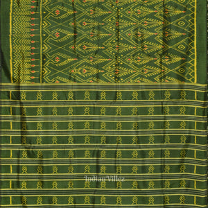 Green Cambodian Ikat Contemporary Silk Saree
